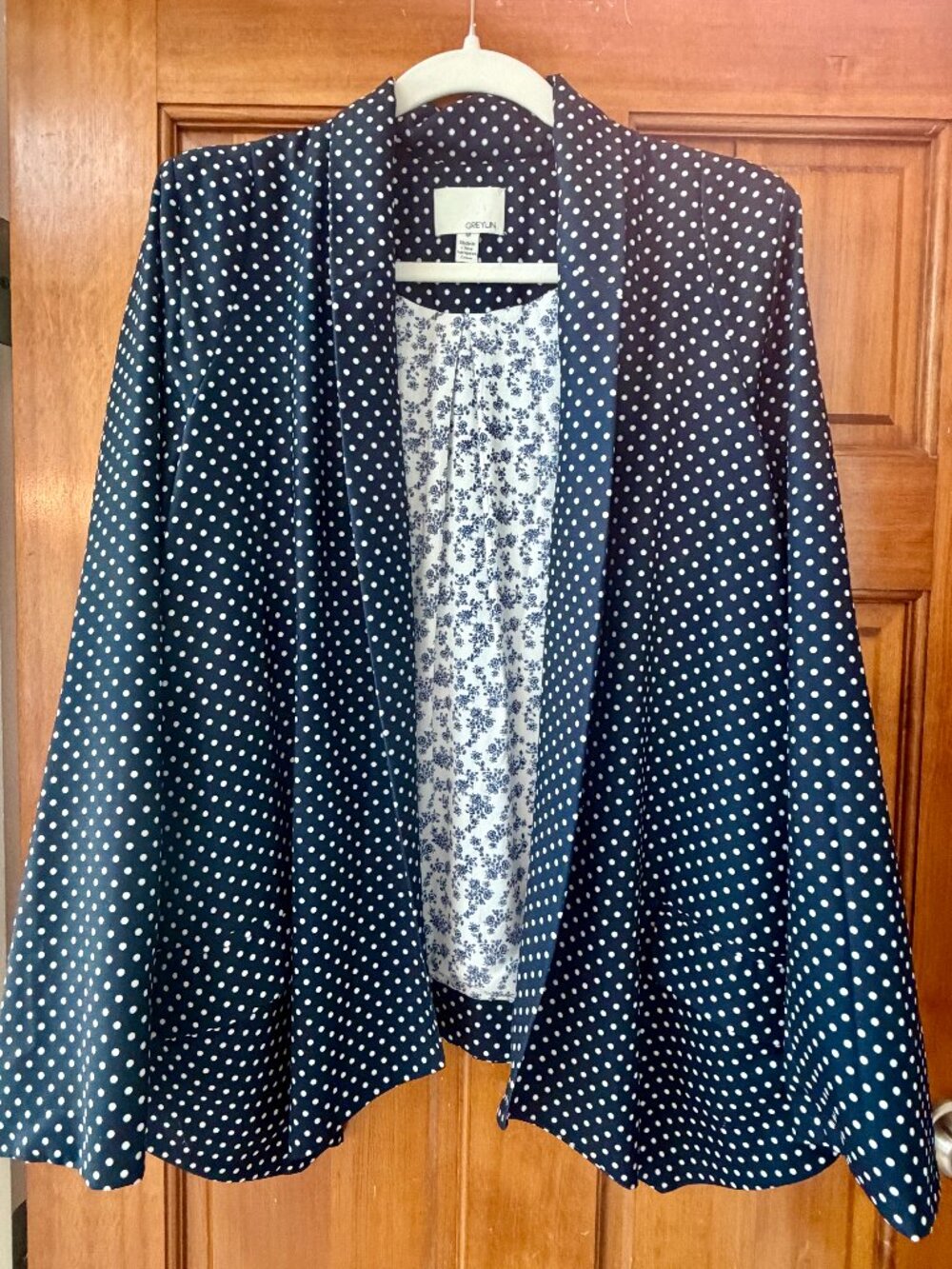 Greylin by Anthropologie, Navy & White Polka Dot Blazer, Size: Medium